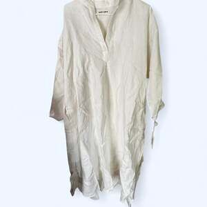 Rachel Craven 100% Linen Off-White V-Neck Midi Dress with Pockets, NWT
